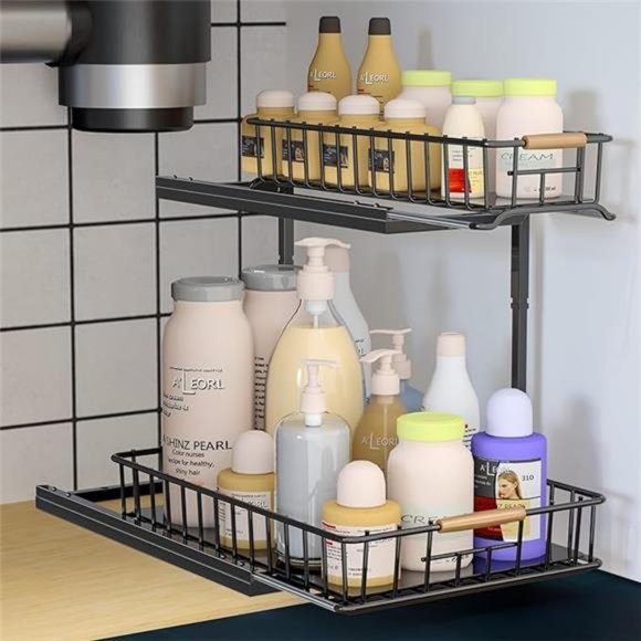 Under Sink Organizer & Storage, Metal Pull Out Kitchen Cabinet Organizer(1 Pack) - Picture 1 of 7